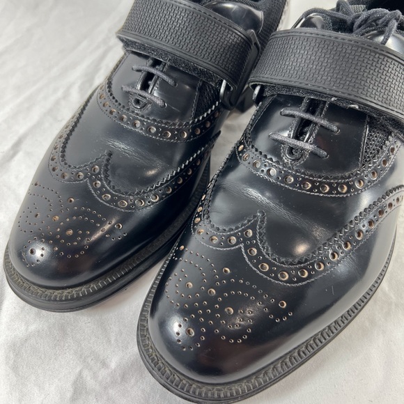 PRADA Black Leather Hook & Loop Men's Wingtin Brogues Oxfords Italy 7UK 8US - Picture 6 of 17